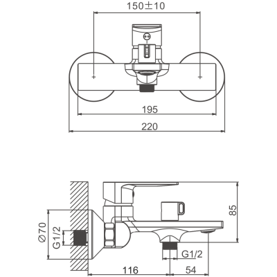 Смеситель для ванны BELZ B678 с аксессуарами, короткий излив (B60678) фото в интернет-магазине Русалия