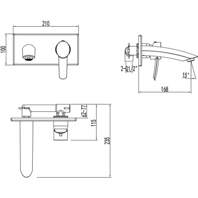 Смеситель Lemark Atlantiss для раковины, встраиваемый (LM3226C) фото в интернет-магазине Русалия