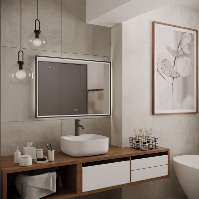 Зеркало с подсветкой Garcia Грэймуар 1000х700 две кнопки, внутренняя подсветка и открытая подсветка ЗЛП3815 Continent фото в интернет-магазине Русалия