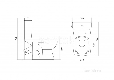 Унитаз - компакт с сиденьем Нео Лайт 1WH302408 Сантек фото в интернет-магазине Русалия