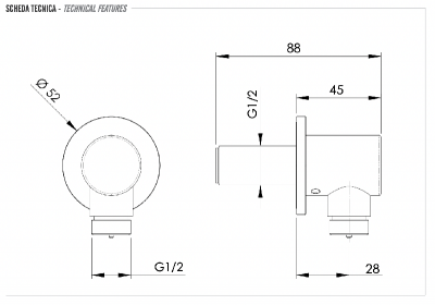 Шланговое подключение для душа Remer INOX SS309, нержавеющая сталь фото в интернет-магазине Русалия