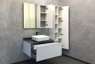 COMFORTY. Зеркало-шкаф "Милан-90" белый глянец фото в интернет-магазине Русалия