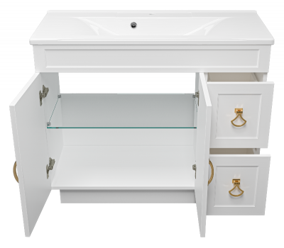 Тумба Амбра 100 (белая) с раковиной Marko Комфорт 100 Misty фото в интернет-магазине Русалия