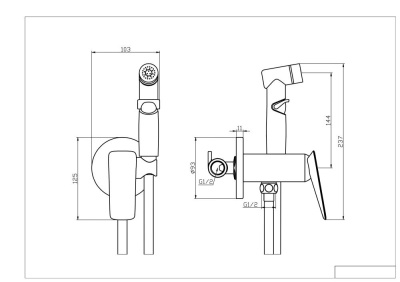Смеситель встраиваемый с гигиеническим душем OLIVE'S TARONE хром (38131TN) фото в интернет-магазине Русалия