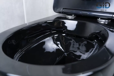 Унитаз подвесной безободковый с сиденьем микролифт TR2198-18 черный глянец GID фото в интернет-магазине Русалия