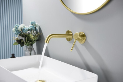 Смеситель для раковины встроенный Timo Saona золото матовое (2372/17SM) фото в интернет-магазине Русалия