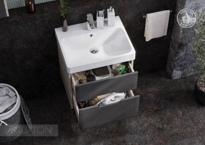 Тумба под раковину AQUATON Оливия 55 грей, дуб ойстер 1A254201OLUG0 фото в интернет-магазине Русалия