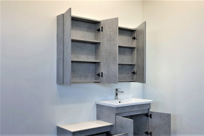 Зеркало-шкаф Comforty Осло-60 бетон светлый фото в интернет-магазине Русалия