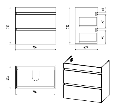 Тумба Мира 80 с раковиной Dreja Soft 80 Misty фото в интернет-магазине Русалия