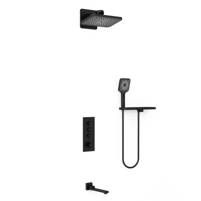 Душевой комплект VSFW-433TI4RMB встраиваемый, термостатический, трехрежимный, черный Vincea фото в интернет-магазине Русалия