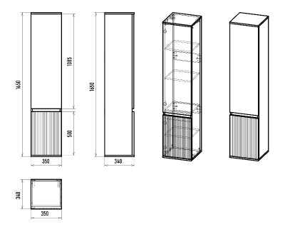 Шкаф - пенал Enfida 35 универсальный левый (белый) ENF-05035-010L Brevita фото в интернет-магазине Русалия