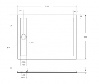 Акриловый поддон BelBagno TRAY-BB-DUE-AH-120/90-4-W0 фото в интернет-магазине Русалия