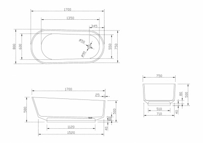 Прозрачная ванна ABBER Kristall AT9706Aquamarin бирюзовая 170х80х58 см фото в интернет-магазине Русалия