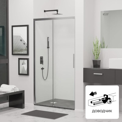 Душевая дверь RGW LE-12 1600, стекло прозрачное, профиль хром фото в интернет-магазине Русалия