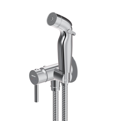 211000000 Option, смеситель монтируемый в стену, с гиг.душем и крючком фото в интернет-магазине Русалия