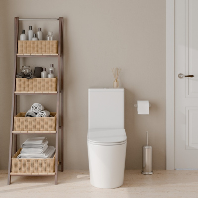 BURGOS ALTO Унитаз напольный безободковый белый, тонкое сиденье дюропласт, soft close IBERICA BLANCA фото в интернет-магазине Русалия