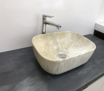 Раковина накладная прямоугольная под бежевый камень MNC 547 CeramaLux фото в интернет-магазине Русалия