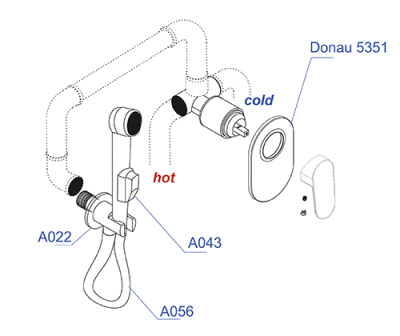 A11056 Встраиваемый комплект для биде со шлангом 100 см Wasserkraft фото в интернет-магазине Русалия