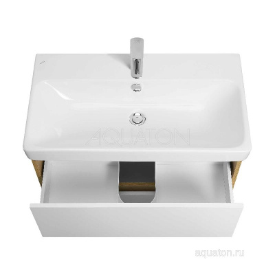 Тумба под раковину AQUATON Сканди 80 белый, дуб рустикальный 1A283001SDZ90 фото в интернет-магазине Русалия