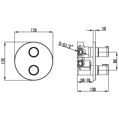 Смеситель Lemark Yeti для ванны и душа встраиваемый (LM7828C) фото в интернет-магазине Русалия