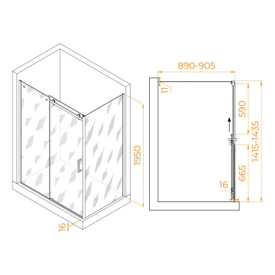 Душевой уголок RGW TO-44-1 (TO-14 + Z-060-2) 1400x900, профиль хром, стекло прозрачное фото в интернет-магазине Русалия