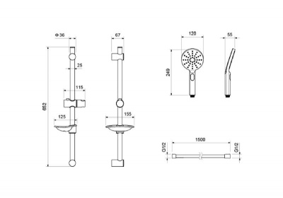 Душевой гарнитур 3jet 60 см AQUATEK AQ2014CR ОБЕРОН фото в интернет-магазине Русалия