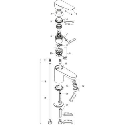 Смеситель для раковины Logis E 100 71161000 Hansgrohe фото в интернет-магазине Русалия