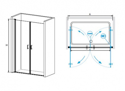 Распашная дверь для душа LE-06 110 RGW фото в интернет-магазине Русалия