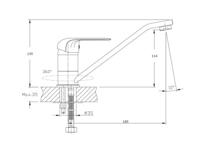 Смеситель для кухонной мойки RUSH Fiji (FI1835-25) фото в интернет-магазине Русалия