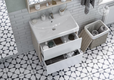 Тумба под раковину AQUATON Сканди 70 белая, дуб верона 1A251801SDB20 фото в интернет-магазине Русалия