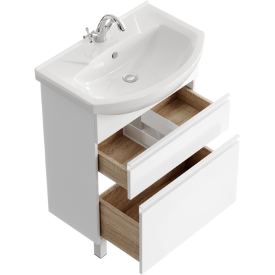 Напольная тумба 65  Rodos белый ROD01062N + умывальник Элеганс 650 4620008192475 Aqwella фото в интернет-магазине Русалия