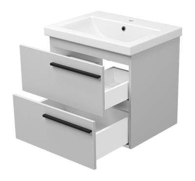 Тумба Ненси 60 подвесная (серая) с раковиной Cersanit Como 60 Misty фото в интернет-магазине Русалия