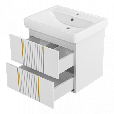 Тумба Vega 60 подвесная (белая) с раковиной Dreja Q 60 Brevita фото в интернет-магазине Русалия