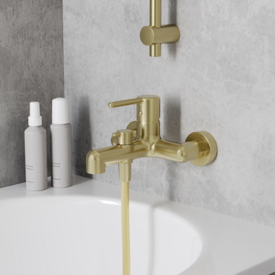 Смеситель для ванны, золотой матовый, Aiger, IDDIS (AIGMG00i02WA) фото в интернет-магазине Русалия