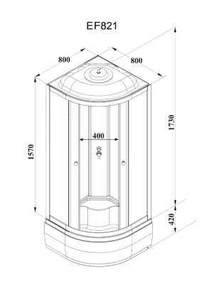 Кабина EF821 душевая PARLY 
 80х80х215 см фото в интернет-магазине Русалия