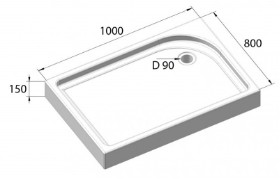 Акриловый поддон BelBagno TRAY-BB-AH-100/80-15-W-R прямоугольный 80х100 фото в интернет-магазине Русалия