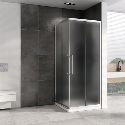 Душевой уголок ABBER Schwarzer Diamant AG02090MH 90х90 квадрат, профиль хром, матовое стекло фото в интернет-магазине Русалия