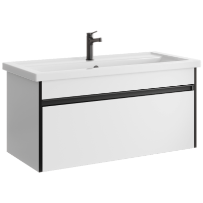 Подвесная тумба 100  Urban белый URB0110W + умывальник Фостер 1000 4640021065204 Aqwella фото в интернет-магазине Русалия