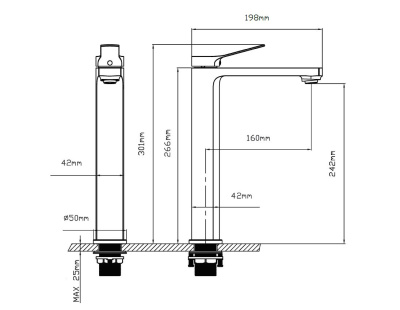 Смеситель для раковины Arco VBF-4AR02MB, черный матовый Vincea фото в интернет-магазине Русалия