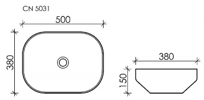 Умывальник чаша накладная прямоугольная Element 500*380*150мм CN5031 Ceramica Nova фото в интернет-магазине Русалия