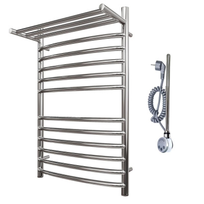 Полотенцесушитель электрический Point Альфа PN05158SPE П11 500x800 с полкой левый/правый, хром фото в интернет-магазине Русалия