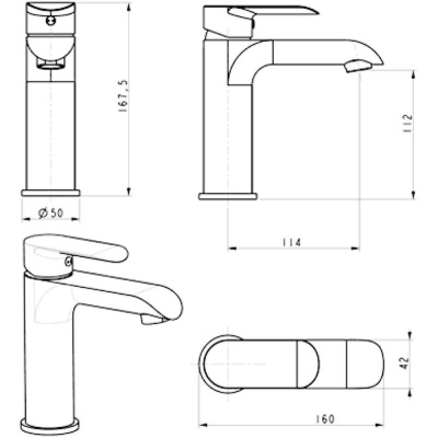 Смеситель для раковины Hansberge H1033W, белый/хром фото в интернет-магазине Русалия