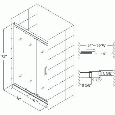 Раздвижная дверь для душа 140 EF 17 Domustar фото в интернет-магазине Русалия
