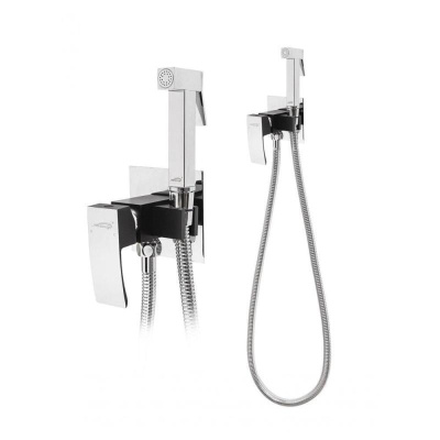 Гигиенический душ со смесителем встраиваемый Hansberge H3077BC, хром/черный фото в интернет-магазине Русалия