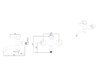 Смеситель для ванны с коротким изливом RUSH Melos (SUS1101-44Grey) фото в интернет-магазине Русалия