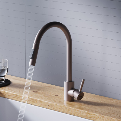 D3007511 Logic Кухонный смеситель  с вытягивающимся изливом, сатин фото в интернет-магазине Русалия