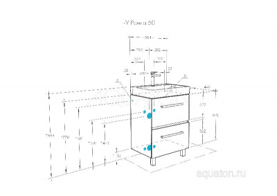 Тумба под раковину AQUATON Ронда PRO 60 дуб сом 1A205001RSC20 фото в интернет-магазине Русалия