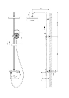 Душевая система со смесителем ESKO "Shanghai" (ST1425SHA) фото в интернет-магазине Русалия