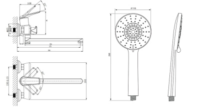 Смеситель одноручный для ванны с поворотным изливом RUSH Nevis (NE1735-51) фото в интернет-магазине Русалия