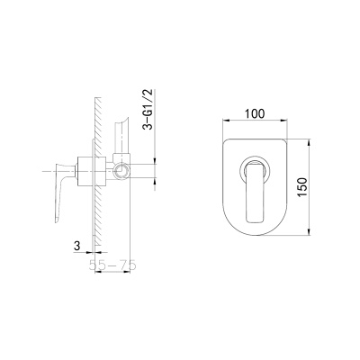 Смеситель для душа встраиваемый WONZON & WOGHAND SHARK, Хром (WW-484700-CR) фото в интернет-магазине Русалия